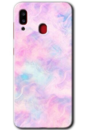 Galaxy A30 Kılıf HD Desen Baskılı Arka Kapak - Pembe-Duman 