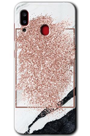 Galaxy A30 Kılıf HD Desen Baskılı Arka Kapak - Simli Mermer 