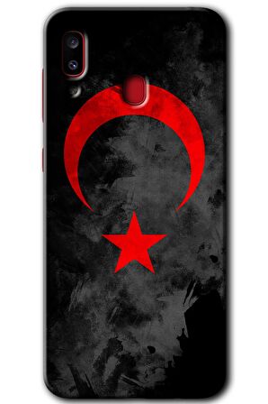 Galaxy A30 Kılıf HD Desen Baskılı Arka Kapak - Black Ayyıldız 