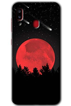 Galaxy A30 Kılıf HD Desen Baskılı Arka Kapak - Kanlı Ay 
