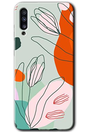 Galaxy A30s Kılıf HD Desen Baskılı Arka Kapak - Vektör Çiçekler 