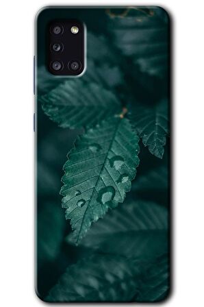Galaxy A31 Kılıf HD Desen Baskılı Arka Kapak - Yağmurlu Yaprak 