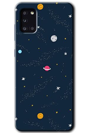 Galaxy A31 Kılıf HD Desen Baskılı Arka Kapak - Çizim Gezegen 