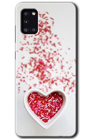 Galaxy A31 Kılıf HD Desen Baskılı Arka Kapak - Kalpli Şekerleme 
