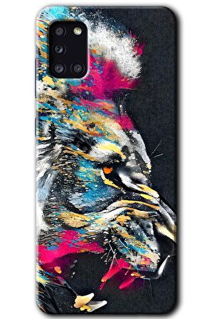 Galaxy A31 Kılıf HD Desen Baskılı Arka Kapak - Colorfull Aslan 