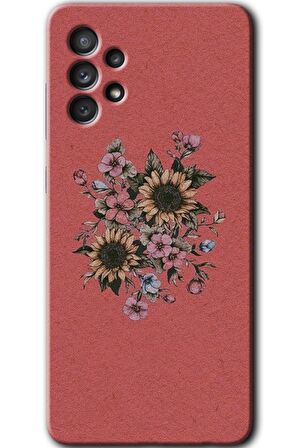 Galaxy A32 4G Kılıf HD Desen Baskılı Arka Kapak - Retro Çiçek 