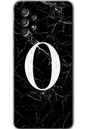 Galaxy A32 4G Kılıf HD Desen Baskılı Arka Kapak - Siyah Mermer Desenli O Harfi 
