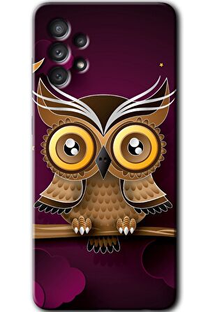 Galaxy A32 4G Kılıf HD Desen Baskılı Arka Kapak - Owl Bird Branch 