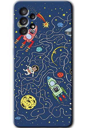 Galaxy A33 Kılıf HD Desen Baskılı Arka Kapak - Kedi Galaksi 
