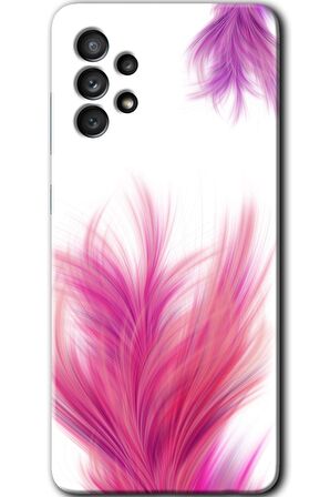 Galaxy A33 Kılıf HD Desen Baskılı Arka Kapak - Pembe Tüy 