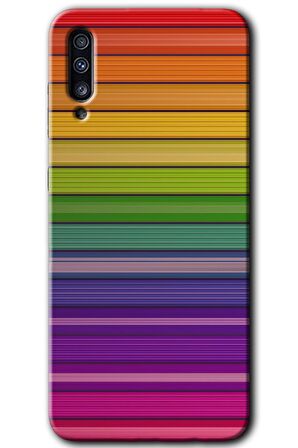 Galaxy A50 Kılıf HD Desen Baskılı Arka Kapak - Colorful Lines 