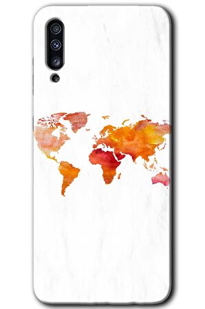 Galaxy A50 Kılıf HD Desen Baskılı Arka Kapak - Dünya Haritası 