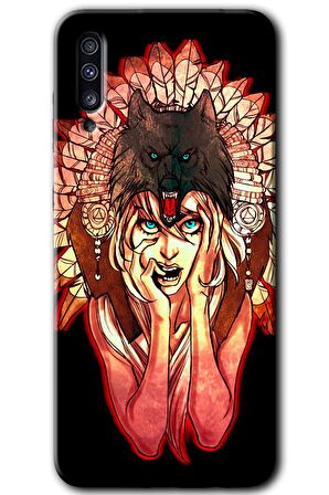 Galaxy A50 Kılıf HD Desen Baskılı Arka Kapak - Kurt Kız 