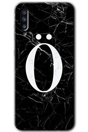 Galaxy A50 Kılıf HD Desen Baskılı Arka Kapak - Siyah Mermer Desenli Ö Harfi 