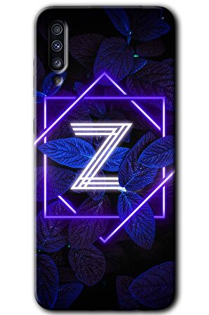 Galaxy A50 Kılıf HD Desen Baskılı Arka Kapak - Dark Neon Yaprak Z Harfi 