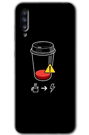 Galaxy A50s Kılıf HD Desen Baskılı Arka Kapak - Coffee Battery 