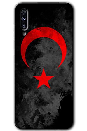 Galaxy A50s Kılıf HD Desen Baskılı Arka Kapak - Black Ayyıldız 