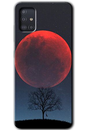 Galaxy A51 Kılıf HD Desen Baskılı Arka Kapak - Kanlı Ay 