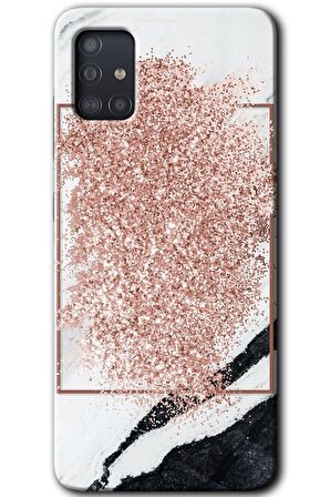 Galaxy A51 Kılıf HD Desen Baskılı Arka Kapak - Simli Mermer 