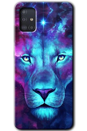 Galaxy A51 Kılıf HD Desen Baskılı Arka Kapak - Neon Lion 