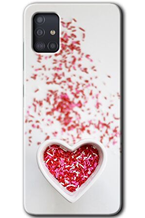Galaxy A51 Kılıf HD Desen Baskılı Arka Kapak - Kalpli Şekerleme 