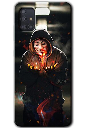 Galaxy A51 Kılıf HD Desen Baskılı Arka Kapak - V for Fire 