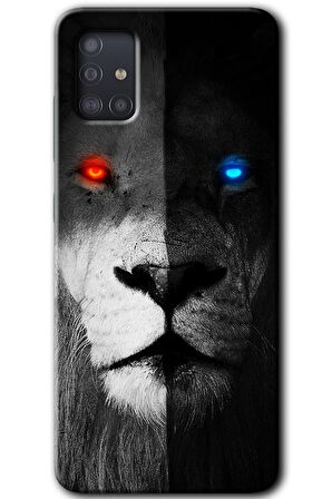 Galaxy A51 Kılıf HD Desen Baskılı Arka Kapak - Fire and Ice Lion 