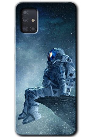 Galaxy A51 Kılıf HD Desen Baskılı Arka Kapak - Astronot Yalnızlığı 