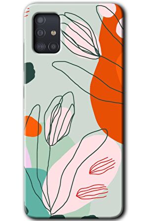 Galaxy A51 Kılıf HD Desen Baskılı Arka Kapak - Vektör Çiçekler 