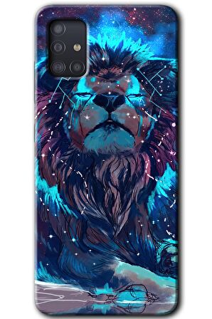 Galaxy A51 Kılıf HD Desen Baskılı Arka Kapak - Neon Aslan 