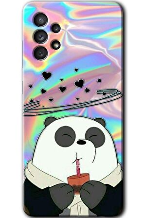 Galaxy A52 Kılıf HD Desen Baskılı Arka Kapak - Milkshake Panda 