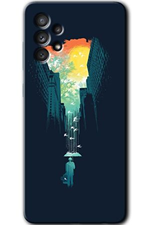 Galaxy A52 Kılıf HD Desen Baskılı Arka Kapak - City Bird Sky 