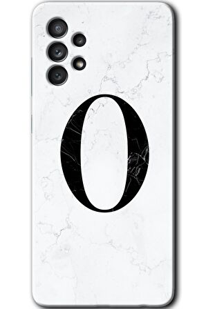 Galaxy A52s Kılıf HD Desen Baskılı Arka Kapak - Beyaz Mermer Desenli O Harfi 
