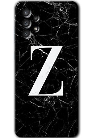 Galaxy A52s Kılıf HD Desen Baskılı Arka Kapak - Siyah Mermer Desenli Z Harfi 