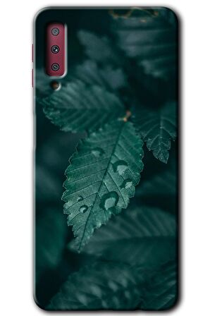 Galaxy A7 2018 Kılıf HD Desen Baskılı Arka Kapak - Yağmurlu Yaprak 