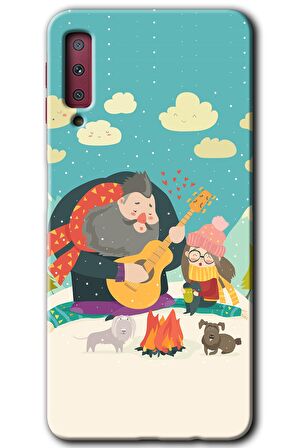 Galaxy A7 2018 Kılıf HD Desen Baskılı Arka Kapak - Kış Pikniği 