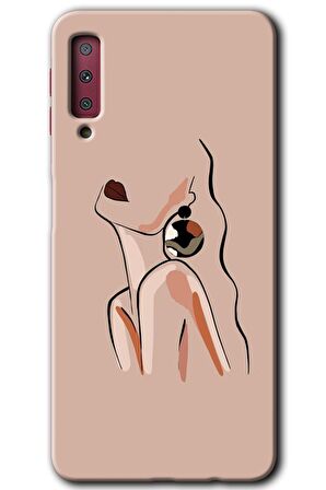 Galaxy A7 2018 Kılıf HD Desen Baskılı Arka Kapak - Çizim Silüet 
