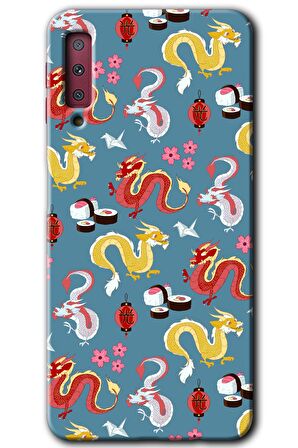Galaxy A7 2018 Kılıf HD Desen Baskılı Arka Kapak - Funky Dragon 
