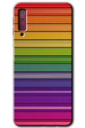 Galaxy A7 2018 Kılıf HD Desen Baskılı Arka Kapak - Colorful Lines 