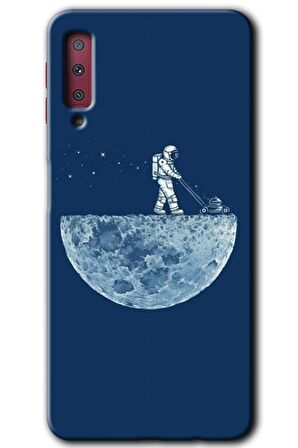 Galaxy A7 2018 Kılıf HD Desen Baskılı Arka Kapak - Uzay İşçisi 
