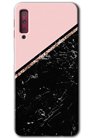 Galaxy A7 2018 Kılıf HD Desen Baskılı Arka Kapak - Yarım Mermer 