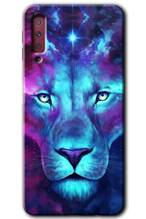 Galaxy A7 2018 Kılıf HD Desen Baskılı Arka Kapak - Neon Lion 