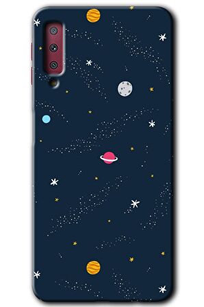 Galaxy A7 2018 Kılıf HD Desen Baskılı Arka Kapak - Çizim Gezegen 