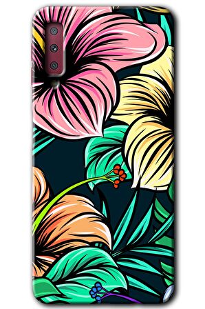 Galaxy A7 2018 Kılıf HD Desen Baskılı Arka Kapak - Çizim Çiçekler 