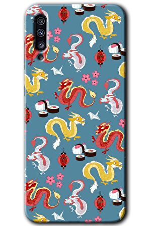 Galaxy A70 Kılıf HD Desen Baskılı Arka Kapak - Funky Dragon 