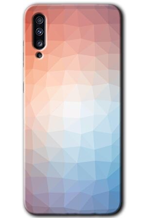 Galaxy A70 Kılıf HD Desen Baskılı Arka Kapak - Polygon Graident 3 