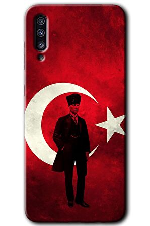 Galaxy A70 Kılıf HD Desen Baskılı Arka Kapak - Atatürk Bayrak 