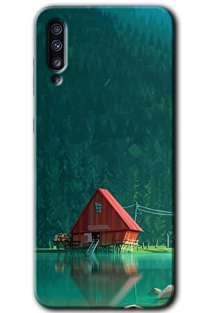 Galaxy A70s Kılıf HD Desen Baskılı Arka Kapak - House In Woods 