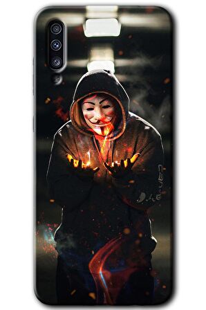Galaxy A70s Kılıf HD Desen Baskılı Arka Kapak - V for Fire 