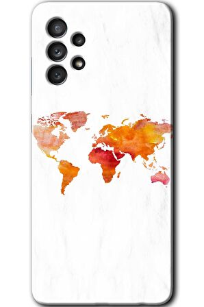 Galaxy A72 Kılıf HD Desen Baskılı Arka Kapak - Dünya Haritası 
